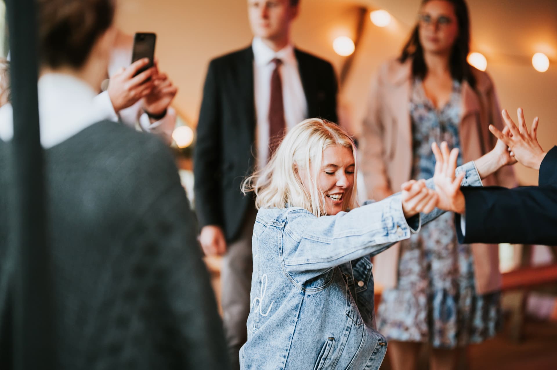 Guests dancing at a Wiston Estate wedding reception